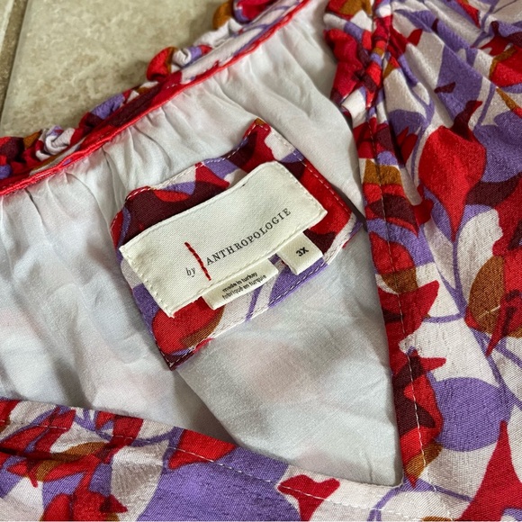 Anthropologie Robin Floral Ruffled Tiered Mini Dress in Red and Pink Size 3X - Picture 4 of 10